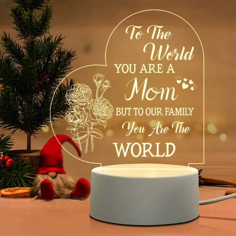 Benecharm Gifts for Mom from Daughter Son- Mom Birthday Gifts Night Light, Mom Gifts for Christmas Thanksgiving- Acrylic Engraved Night Light for Mom Home & Garden > Lighting > Night Lights & Ambient Lighting LDXINUS To Mom - Heart  
