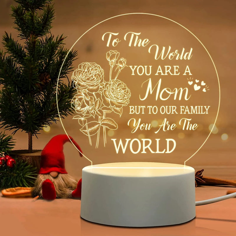 Benecharm Gifts for Mom from Daughter Son- Mom Birthday Gifts Night Light, Mom Gifts for Christmas Thanksgiving- Acrylic Engraved Night Light for Mom Home & Garden > Lighting > Night Lights & Ambient Lighting LDXINUS To Mom - Round  