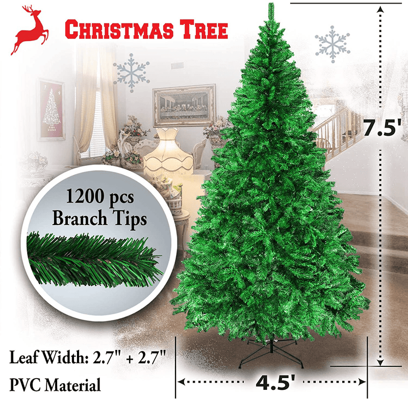 BenefitUSA 5' 6' 7' 7.5' Green Classic Pine Christmas Tree Artificial Realistic Natural Branches-Unlit with Metal Stand (7.5' Green) Home & Garden > Decor > Seasonal & Holiday Decorations > Christmas Tree Stands BenefitUSA   