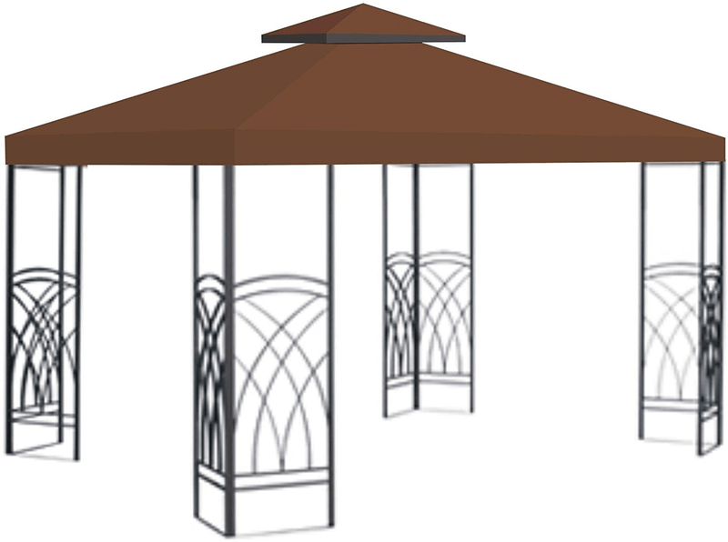 Benefitusa Canopy Only 10'x10' Replacement Gazebo Top Canopy Patio Pavilion Cover Sunshade Plyester Double Tier - Brown Home & Garden > Lawn & Garden > Outdoor Living > Outdoor Structures > Canopies & Gazebos BenefitUSA Default Title  