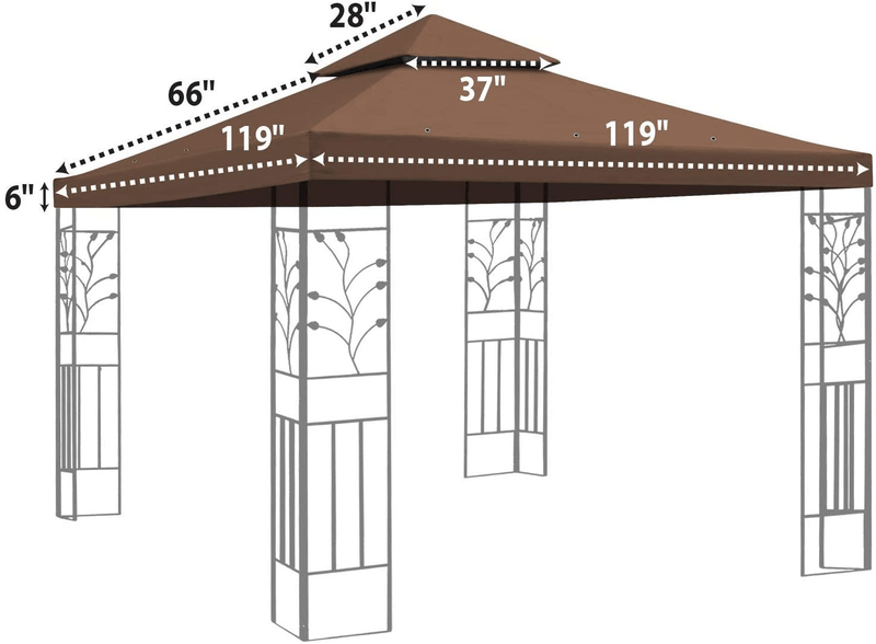 Benefitusa Canopy Only 10'x10' Replacement Gazebo Top Canopy Patio Pavilion Cover Sunshade Plyester Double Tier - Brown Home & Garden > Lawn & Garden > Outdoor Living > Outdoor Structures > Canopies & Gazebos BenefitUSA   