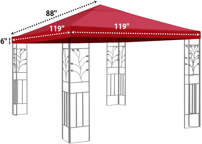 BenefitUSA Replacement 10'X10'Gazebo Canopy top Patio Pavilion Cover Sunshade Polyester Single Tier (Burgundy)