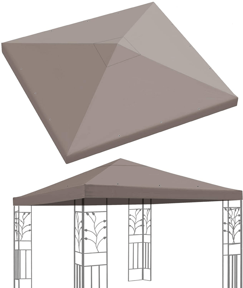 BenefitUSA Replacement Top Cover for 10'X10' Gazebo Canopy Patio Pavilion Sunshade Plyester Single Tier (Taupe)