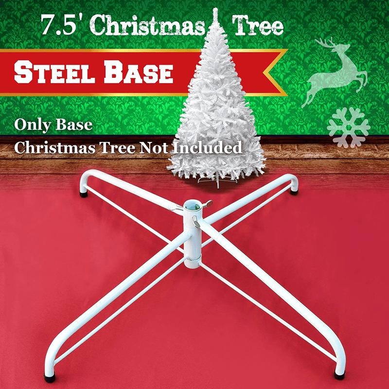 BenefitUSA Steel Base Metal Stand for 5/6/7/7.5ft Christmas Tree Green Christmas Decor (6', White)