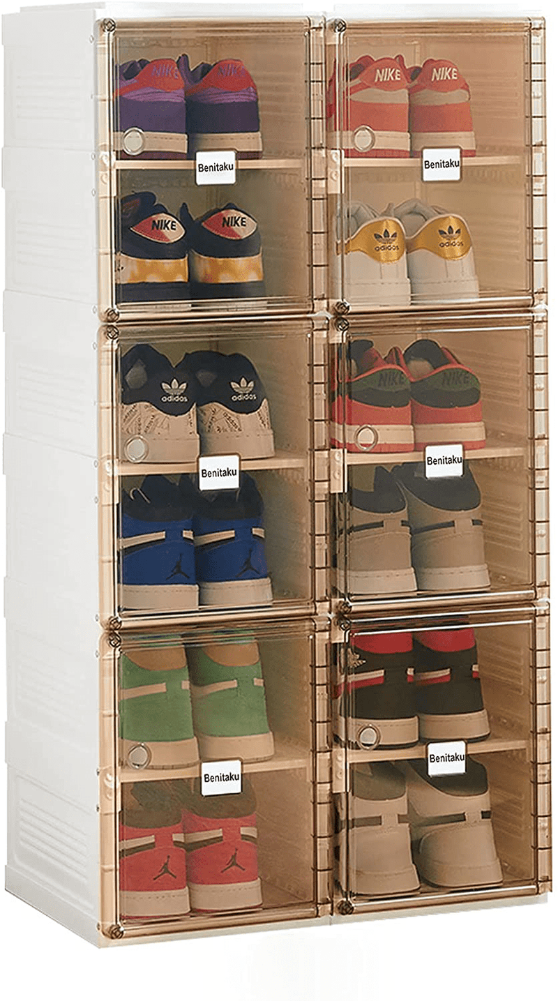 Benitaku Shoe Storage Organizer - Foldable Shoe Storage Cabinet with Doors - Durable and Stable Shoe Storage Boxes - Stackable Shoe Rack Organizer for Home - Easy Installation - 12 Layers Furniture > Cabinets & Storage > Armoires & Wardrobes Benitaku 12 layers  