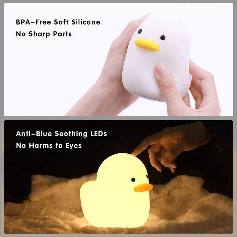 Benson the Duck Light Tubbo Silicone Night Light Nursery Duck Lamp for Baby Adult Kids Room Light Up… (Warm White)