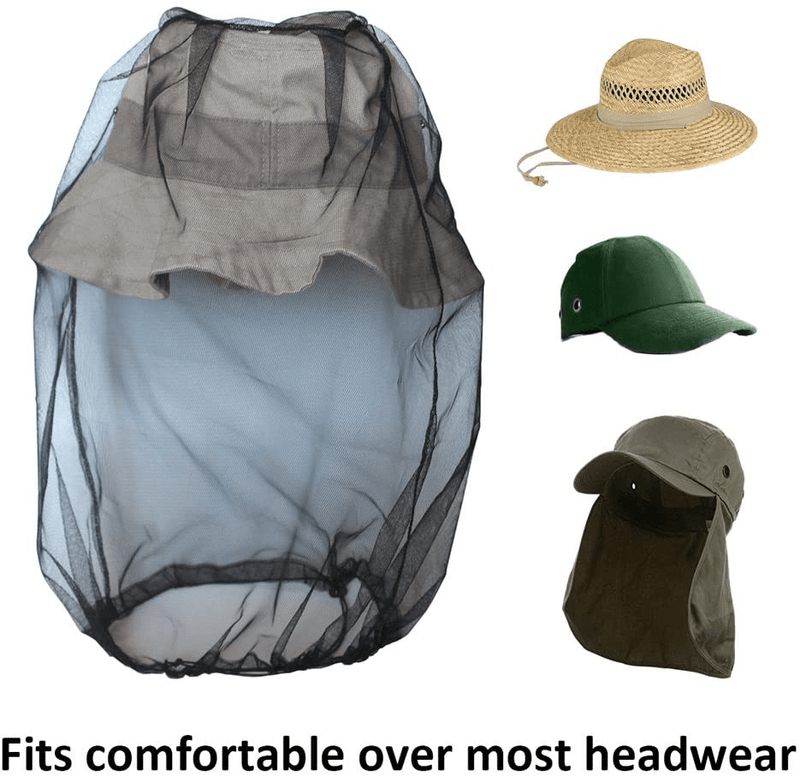 Benvo Mosquito Head Net Mesh, Face Neck Fly Netting Hood from Bugs Gnats Noseeums Screen Net for Any Outdoor Lover- with Carry Bags Fits Most Sizes of Hats Caps (2Pcs, Grey, Updated Big Net) Sporting Goods > Outdoor Recreation > Camping & Hiking > Mosquito Nets & Insect Screens Benvo   