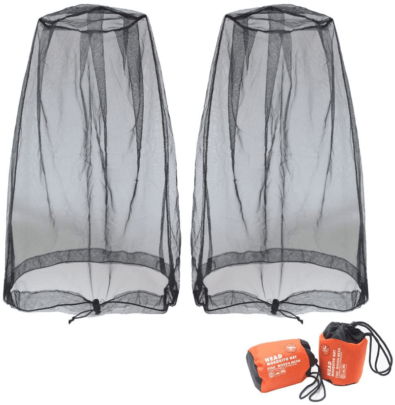 Benvo Mosquito Head Net Mesh, Face Neck Fly Netting Hood from Bugs Gnats Noseeums Screen Net for Any Outdoor Lover- with Carry Bags Fits Most Sizes of Hats Caps (2Pcs, Grey, Updated Big Net) Sporting Goods > Outdoor Recreation > Camping & Hiking > Mosquito Nets & Insect Screens Benvo Black  
