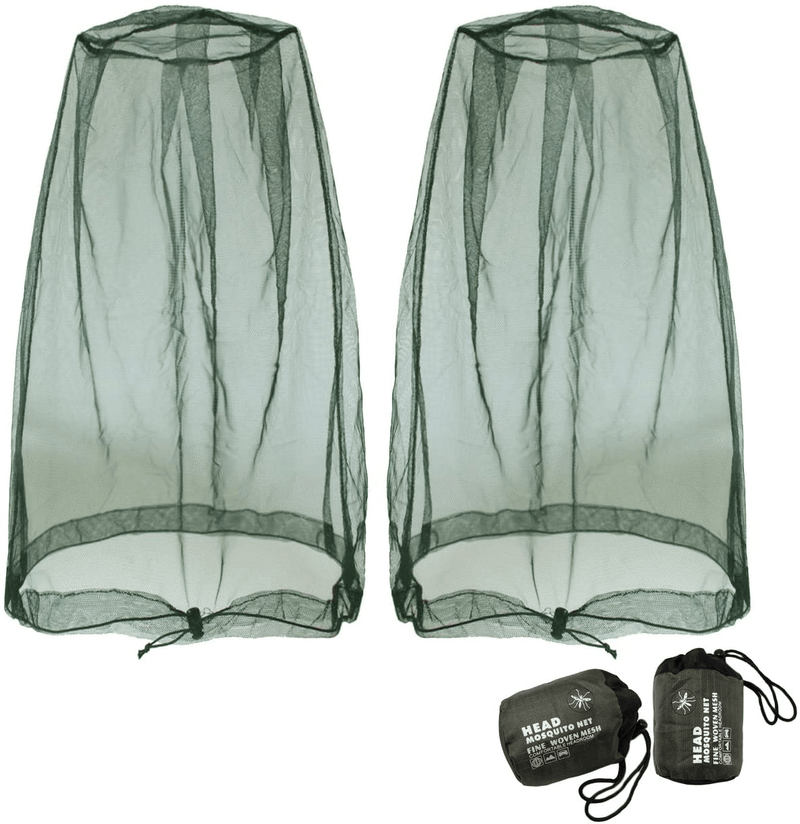 Benvo Mosquito Head Net Mesh, Face Neck Fly Netting Hood from Bugs Gnats Noseeums Screen Net for Any Outdoor Lover- with Carry Bags Fits Most Sizes of Hats Caps (2Pcs, Grey, Updated Big Net) Sporting Goods > Outdoor Recreation > Camping & Hiking > Mosquito Nets & Insect Screens Benvo Olive  
