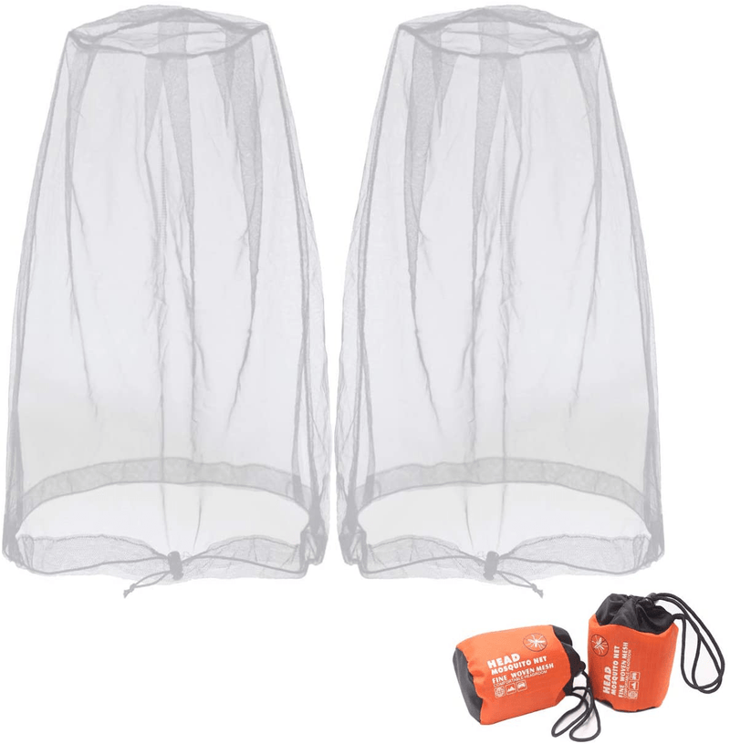Benvo Mosquito Head Net Mesh, Face Neck Fly Netting Hood from Bugs Gnats Noseeums Screen Net for Any Outdoor Lover- with Carry Bags Fits Most Sizes of Hats Caps (2Pcs, Grey, Updated Big Net) Sporting Goods > Outdoor Recreation > Camping & Hiking > Mosquito Nets & Insect Screens Benvo Light Grey  