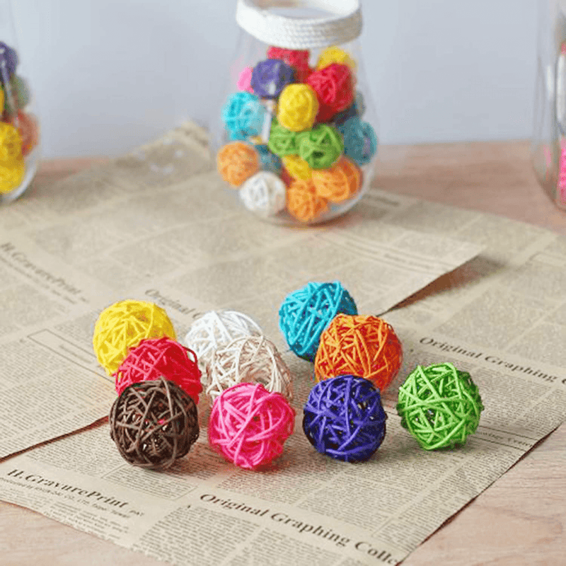 Benvo Rattan Balls 32 Pack 1.2 inch Wicker Ball Birds Toy Quaker Parrot Parakeet Chewing Toys Pet Bite Toys for Budgies Conures Hamsters Ball Orbs Crafts DIY Accessories Vase Fillers (Multi-Colored) Animals & Pet Supplies > Pet Supplies > Bird Supplies > Bird Toys Benvo   