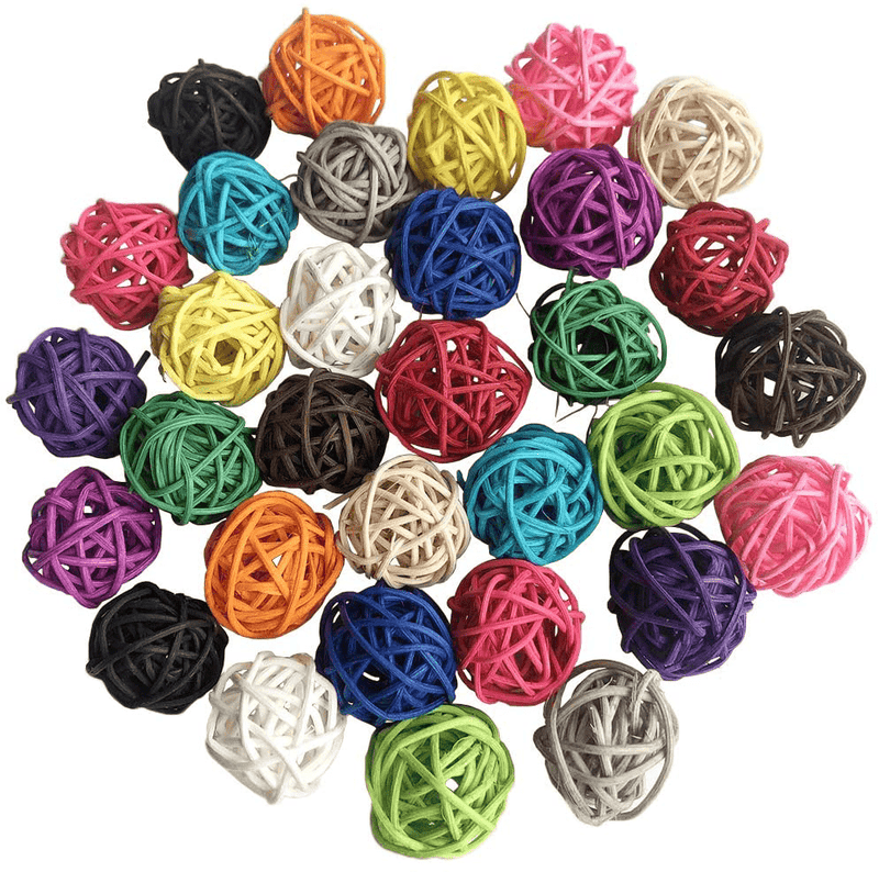 Benvo Rattan Balls 32 Pack 1.2 inch Wicker Ball Birds Toy Quaker Parrot Parakeet Chewing Toys Pet Bite Toys for Budgies Conures Hamsters Ball Orbs Crafts DIY Accessories Vase Fillers (Multi-Colored) Animals & Pet Supplies > Pet Supplies > Bird Supplies > Bird Toys Benvo Default Title  