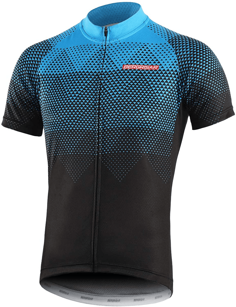 BERGRISAR Men's Cycling Jerseys Short Sleeves Bike Shirt Sporting Goods > Outdoor Recreation > Cycling > Cycling Apparel & Accessories BERGRISAR 8006blue Large 