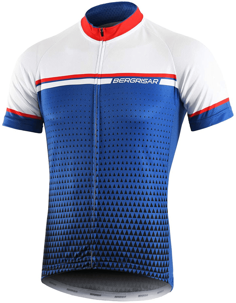 BERGRISAR Men's Cycling Jerseys Short Sleeves Bike Shirt Sporting Goods > Outdoor Recreation > Cycling > Cycling Apparel & Accessories BERGRISAR 8005white Small 