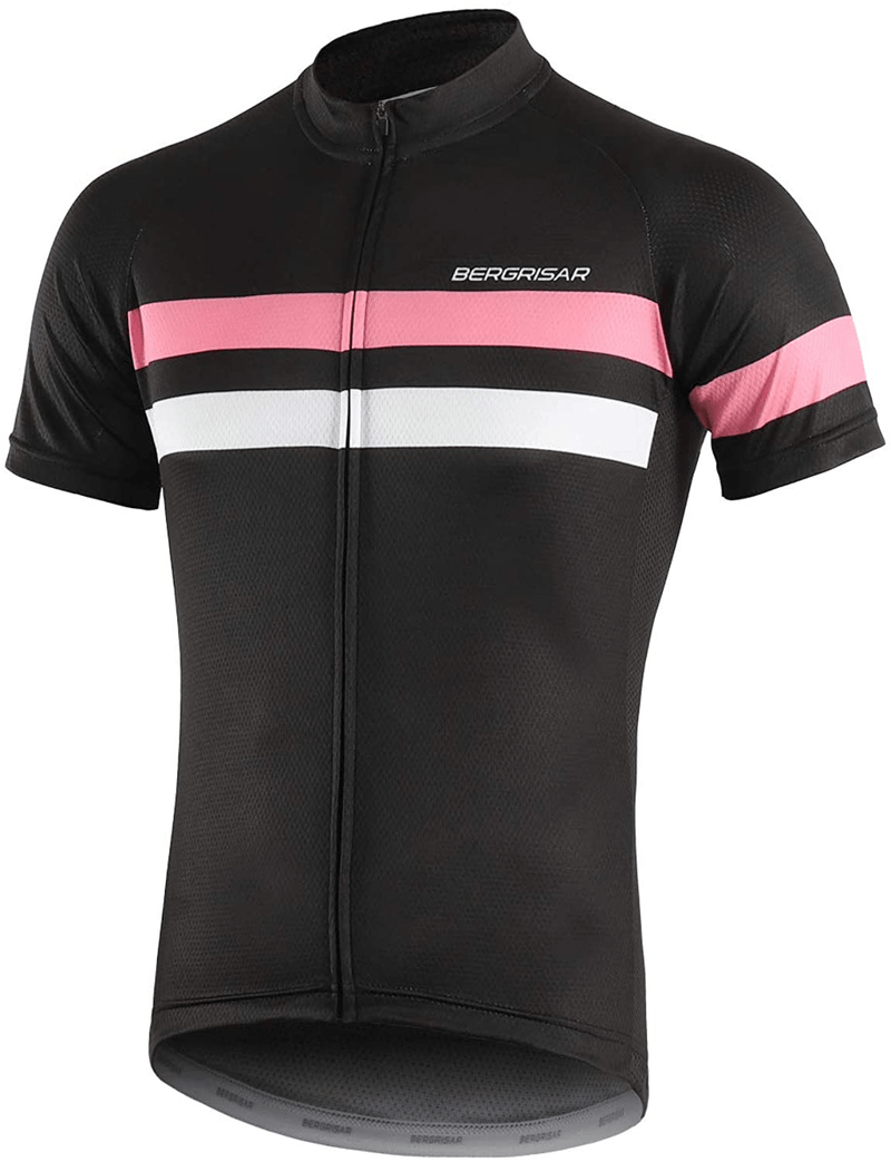BERGRISAR Men's Cycling Jerseys Short Sleeves Bike Shirt Sporting Goods > Outdoor Recreation > Cycling > Cycling Apparel & Accessories BERGRISAR 8001pink X-Large 