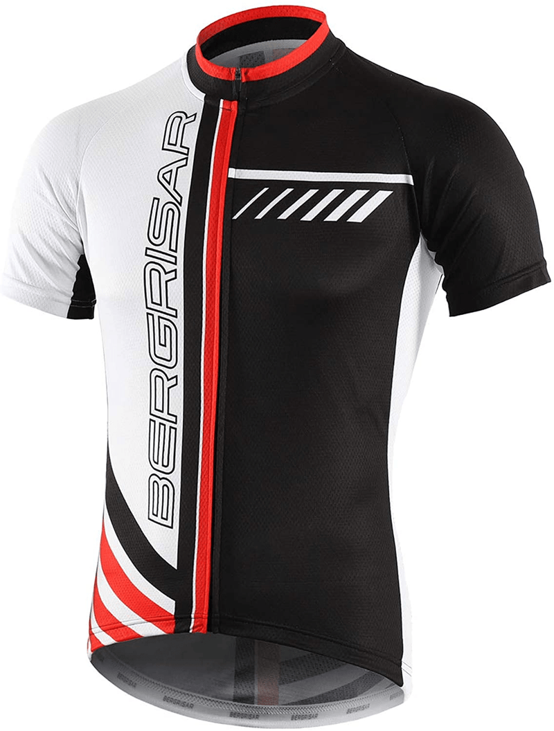 BERGRISAR Men's Cycling Jerseys Short Sleeves Bike Shirt Sporting Goods > Outdoor Recreation > Cycling > Cycling Apparel & Accessories BERGRISAR 8002white Small 