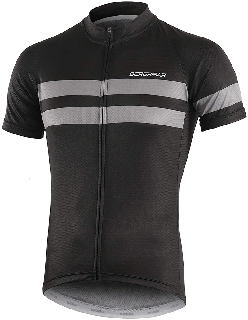 BERGRISAR Men's Cycling Jerseys Short Sleeves Bike Shirt Sporting Goods > Outdoor Recreation > Cycling > Cycling Apparel & Accessories BERGRISAR 8001gray Large 