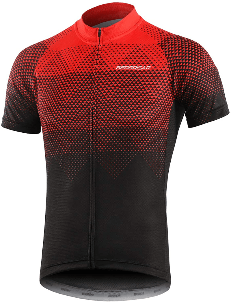 BERGRISAR Men's Cycling Jerseys Short Sleeves Bike Shirt Sporting Goods > Outdoor Recreation > Cycling > Cycling Apparel & Accessories BERGRISAR 8006red Medium 