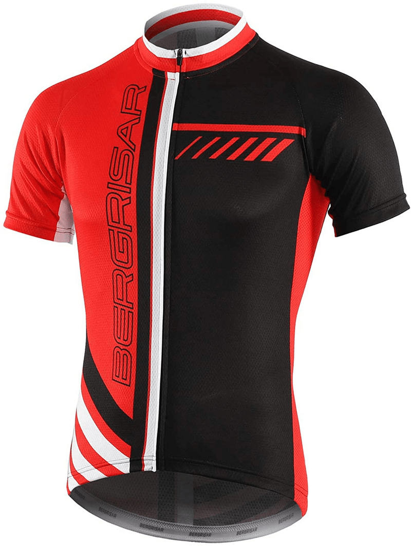 BERGRISAR Men's Cycling Jerseys Short Sleeves Bike Shirt Sporting Goods > Outdoor Recreation > Cycling > Cycling Apparel & Accessories BERGRISAR 8002red Small 