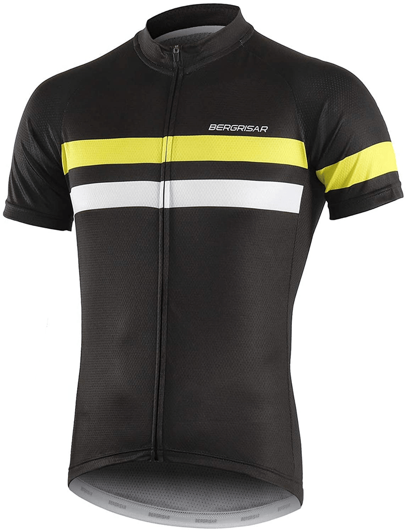 BERGRISAR Men's Cycling Jerseys Short Sleeves Bike Shirt Sporting Goods > Outdoor Recreation > Cycling > Cycling Apparel & Accessories BERGRISAR 8001yellow XX-Large 