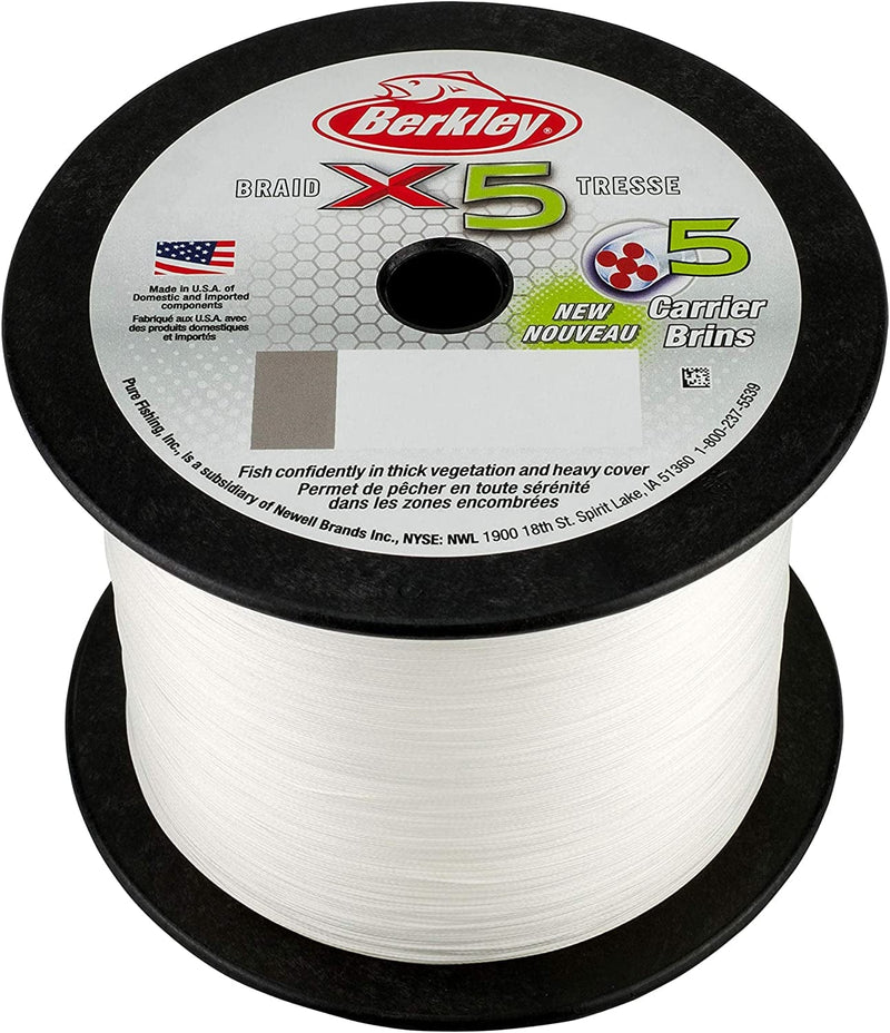 Berkley X5 Braid Fishing Line Sporting Goods > Outdoor Recreation > Fishing > Fishing Lines & Leaders Pure Fishing Inc. Low-Vis Green 10 Pounds 2188 Yards