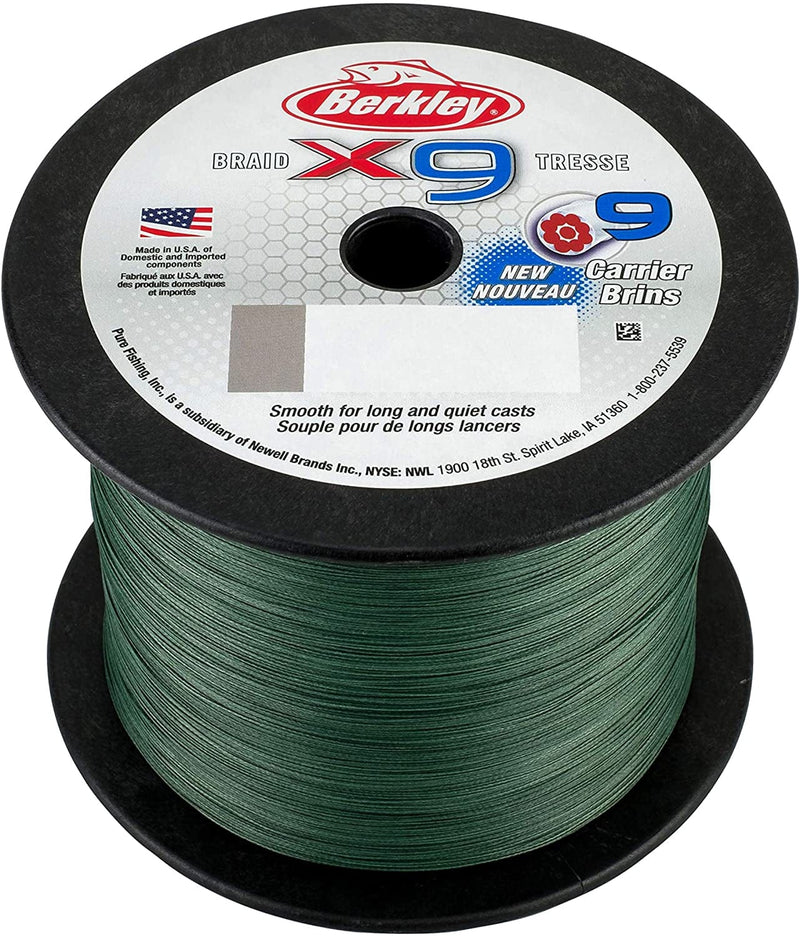 Berkley X9 Braid Fishing Line Sporting Goods > Outdoor Recreation > Fishing > Fishing Lines & Leaders Pure Fishing Inc. Low-Vis Green 65 Pounds 2188 Yards