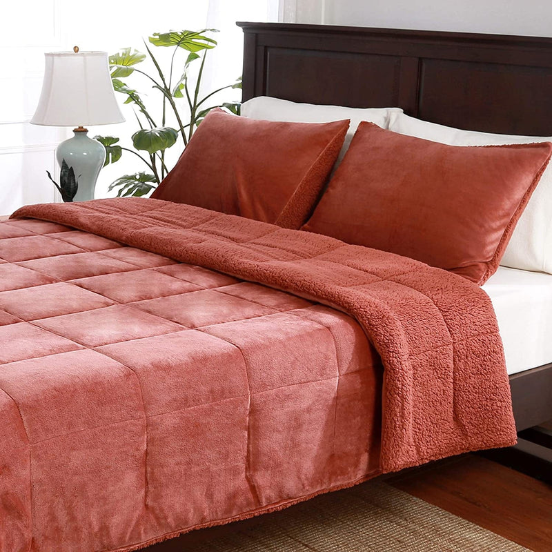Berkshire Blanket Velvetloft Comforter Set | Sherpa Reversible Comforter & Sham Set | Mahogany | Twin (60" X 90") Home & Garden > Linens & Bedding > Bedding > Quilts & Comforters Berkshire Blanket   