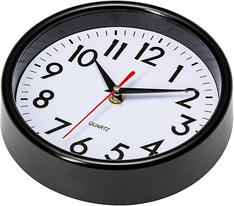 Bernhard Products Black Wall Clock 8" Silent Non-Ticking Quality Quartz Battery Operated Small Clock for Home/Office/Kitchen/Classroom/Bedroom Easy to Read Home & Garden > Decor > Clocks > Wall Clocks Bernhard Products   