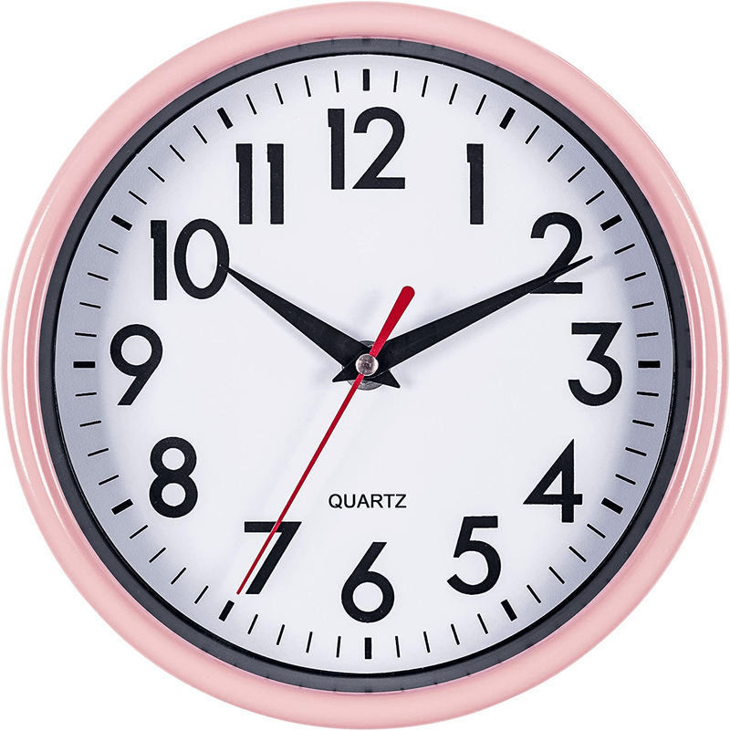 Bernhard Products Black Wall Clock 8" Silent Non-Ticking Quality Quartz Battery Operated Small Clock for Home/Office/Kitchen/Classroom/Bedroom Easy to Read Home & Garden > Decor > Clocks > Wall Clocks Bernhard Products Pastel Pink  
