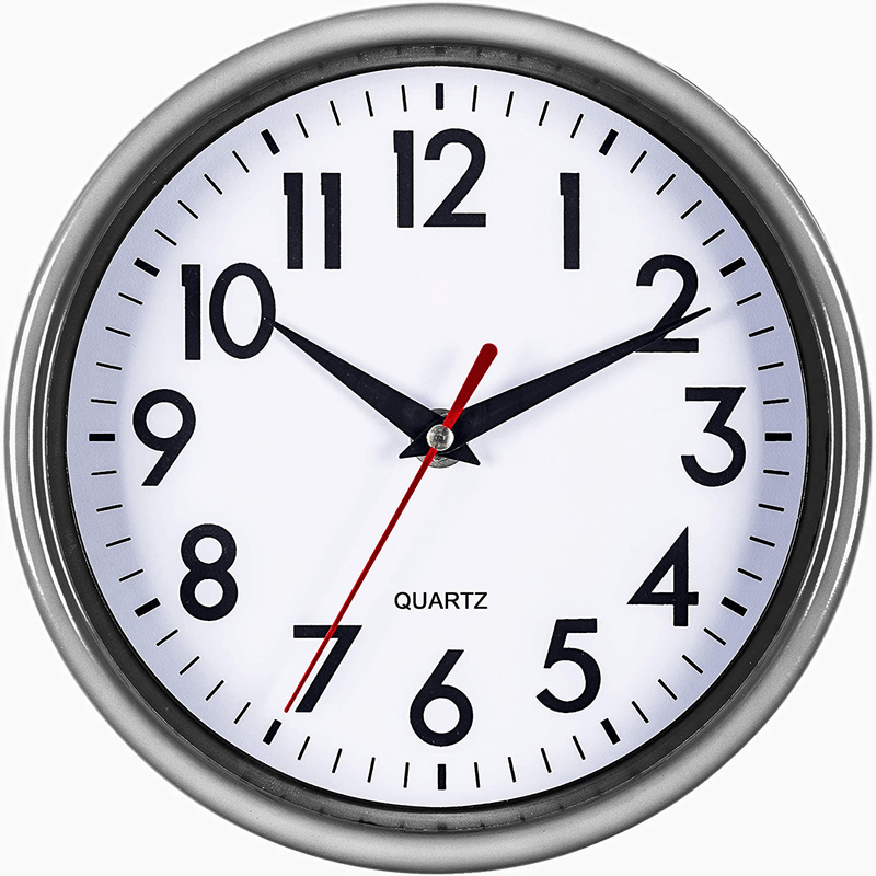 Bernhard Products Black Wall Clock 8" Silent Non-Ticking Quality Quartz Battery Operated Small Clock for Home/Office/Kitchen/Classroom/Bedroom Easy to Read Home & Garden > Decor > Clocks > Wall Clocks Bernhard Products Silver  