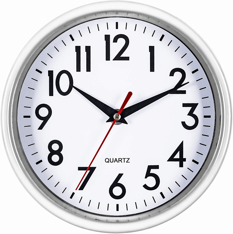 Bernhard Products Black Wall Clock 8" Silent Non-Ticking Quality Quartz Battery Operated Small Clock for Home/Office/Kitchen/Classroom/Bedroom Easy to Read Home & Garden > Decor > Clocks > Wall Clocks Bernhard Products White  