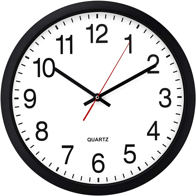 Bernhard Products Black Wall Clock, Large 13-Inch Silent Non Ticking Quartz Battery Operated Round Easy to Read Classroom/Home/School/Office Clock Home & Garden > Decor > Clocks > Wall Clocks Bernhard Products 16 Inch  
