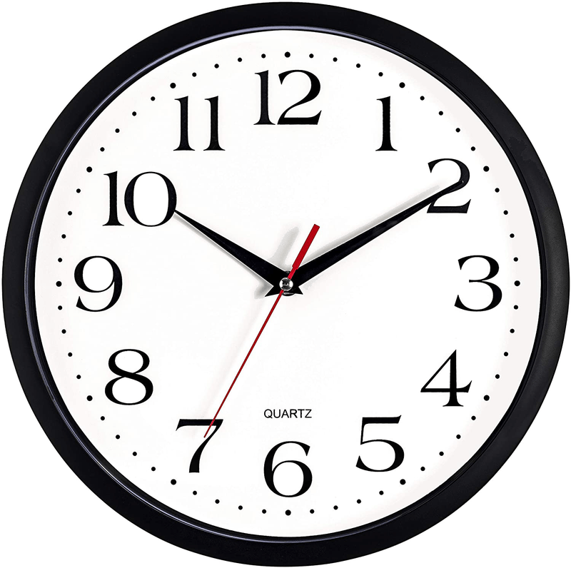 Bernhard Products Black Wall Clock, Large 13-Inch Silent Non Ticking Quartz Battery Operated Round Easy to Read Classroom/Home/School/Office Clock Home & Garden > Decor > Clocks > Wall Clocks Bernhard Products 12 Inch  