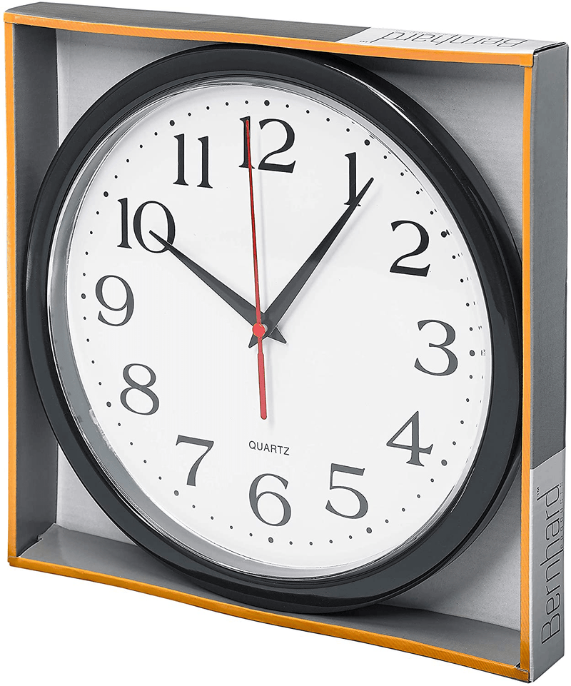 Bernhard Products Black Wall Clock Silent Non Ticking - 10 Inch Quality Quartz Battery Operated Round Easy to Read Home/Office/Classroom/School Clock Home & Garden > Decor > Clocks > Wall Clocks Bernhard Products   