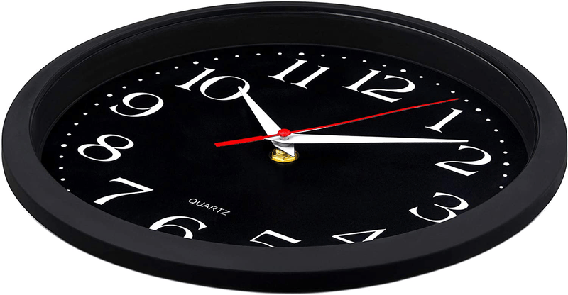 Bernhard Products Black Wall Clock Silent Non Ticking - 10 Inch Quality Quartz Battery Operated Round Easy to Read Home/Office/Kitchen/Classroom/School Clock (Jet Black) Home & Garden > Decor > Clocks > Wall Clocks Bernhard Products   