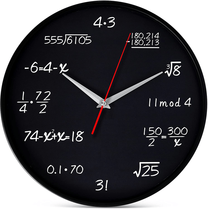 Bernhard Products Blue Wall Clock 12.5 Inch Silent Non-Ticking Modern Stylish Quartz Clocks for Home Kitchen Office Bedroom Boy's Room Nursery Kids School Classroom Battery Operated Easy to Read Home & Garden > Decor > Clocks > Wall Clocks Bernhard Products Math Equations  