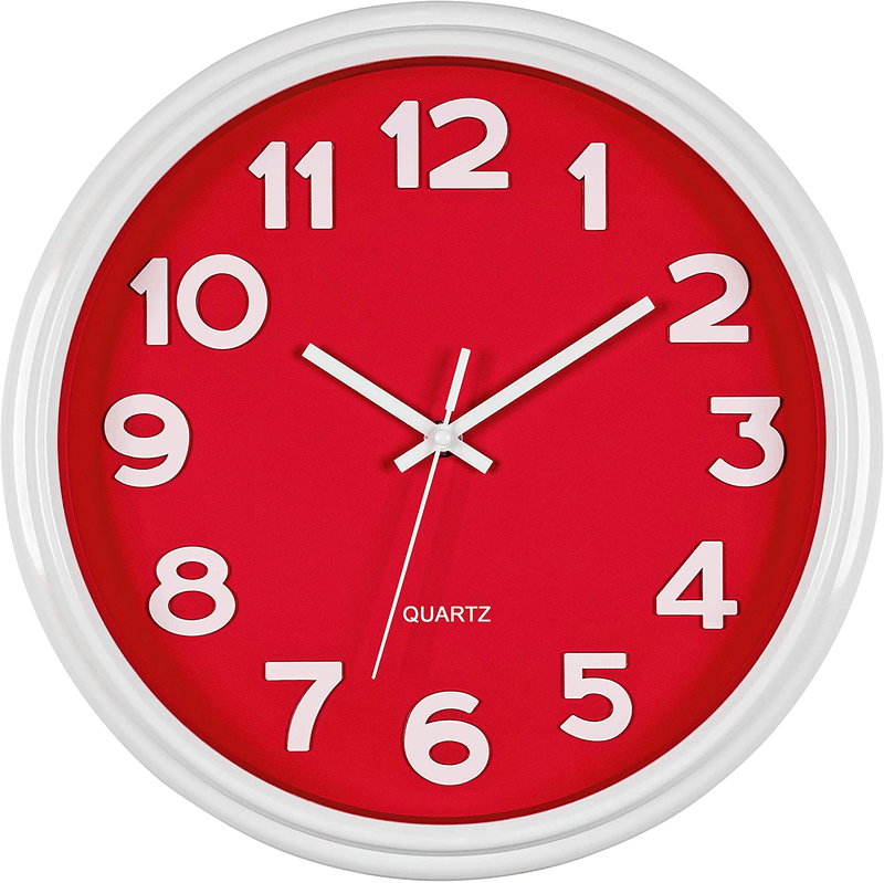 Bernhard Products Blue Wall Clock 12.5 Inch Silent Non-Ticking Modern Stylish Quartz Clocks for Home Kitchen Office Bedroom Boy's Room Nursery Kids School Classroom Battery Operated Easy to Read Home & Garden > Decor > Clocks > Wall Clocks Bernhard Products Retro Red  