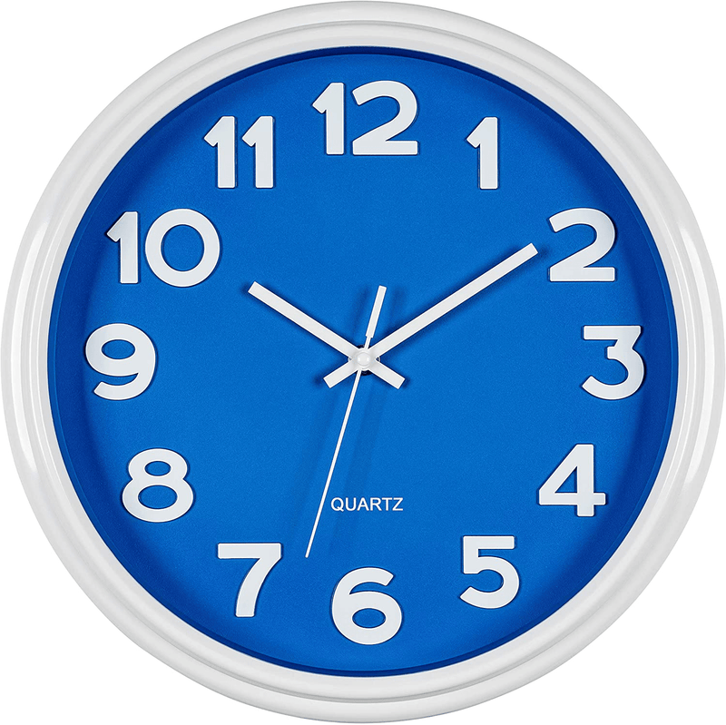 Bernhard Products Blue Wall Clock 12.5 Inch Silent Non-Ticking Modern Stylish Quartz Clocks for Home Kitchen Office Bedroom Boy's Room Nursery Kids School Classroom Battery Operated Easy to Read Home & Garden > Decor > Clocks > Wall Clocks Bernhard Products True Blue  