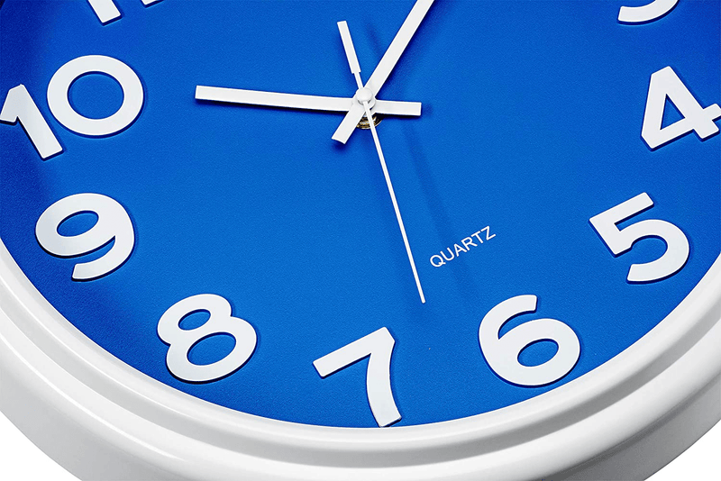 Bernhard Products Blue Wall Clock 12.5 Inch Silent Non-Ticking Modern Stylish Quartz Clocks for Home Kitchen Office Bedroom Boy's Room Nursery Kids School Classroom Battery Operated Easy to Read Home & Garden > Decor > Clocks > Wall Clocks Bernhard Products   