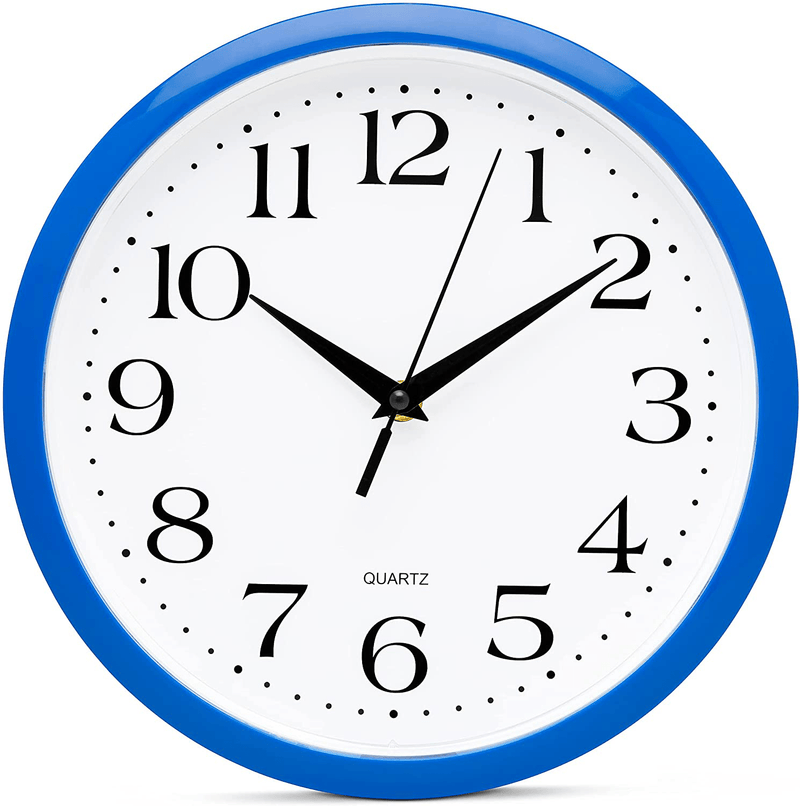 Bernhard Products Colorful Kids Wall Clock 10 Inch Silent Non Ticking Quality Quartz Battery Operated Wall Clocks, Easy to Read 3D Multi Colored Numbers Nursery Classroom Office Kitchen, White Frame Home & Garden > Decor > Clocks > Wall Clocks Bernhard Products 10 Inch True Blue  