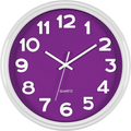 Bernhard Products Teal Wall Clock Analog Silent Non-Ticking 12.5 Inch Quartz for Home Kitchen Office Bedroom Kids Room Nursery School Classroom Battery Operated Easy to Read, Modern Stylish Clocks Home & Garden > Decor > Clocks > Wall Clocks Bernhard Products Purple  