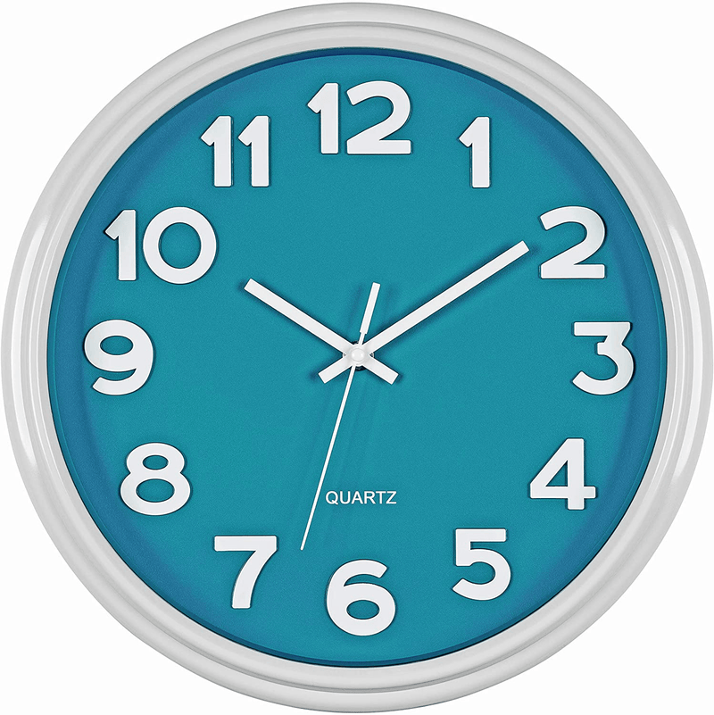 Bernhard Products Teal Wall Clock Analog Silent Non-Ticking 12.5 Inch Quartz for Home Kitchen Office Bedroom Kids Room Nursery School Classroom Battery Operated Easy to Read, Modern Stylish Clocks Home & Garden > Decor > Clocks > Wall Clocks Bernhard Products Teal  