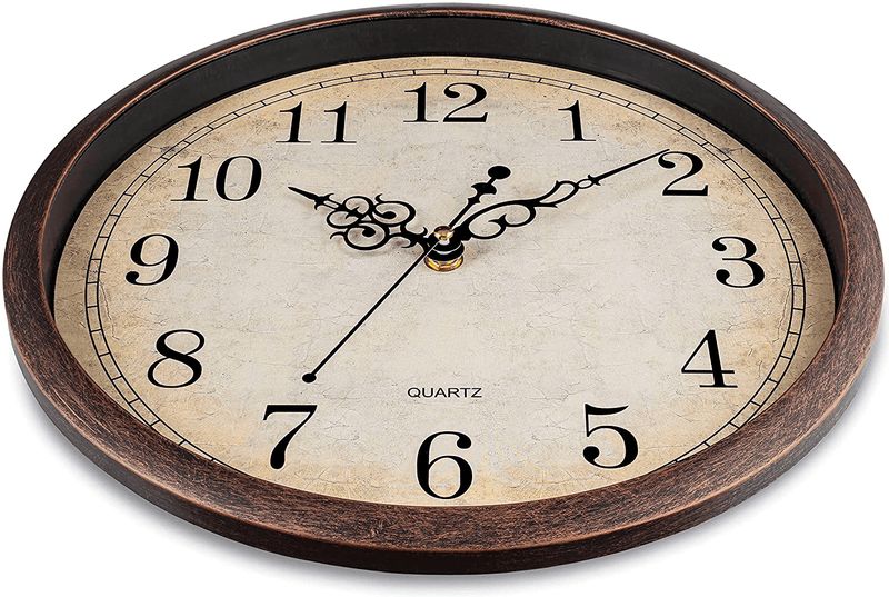 Bernhard Products Vintage Brown Wall Clock Silent Non Ticking 12 Inch Quality Quartz Battery Operated Round Decorative Easy to Read for Home Kitchen Living/Dining Room Bedroom Office Classroom School Home & Garden > Decor > Clocks > Wall Clocks Bernhard Products   