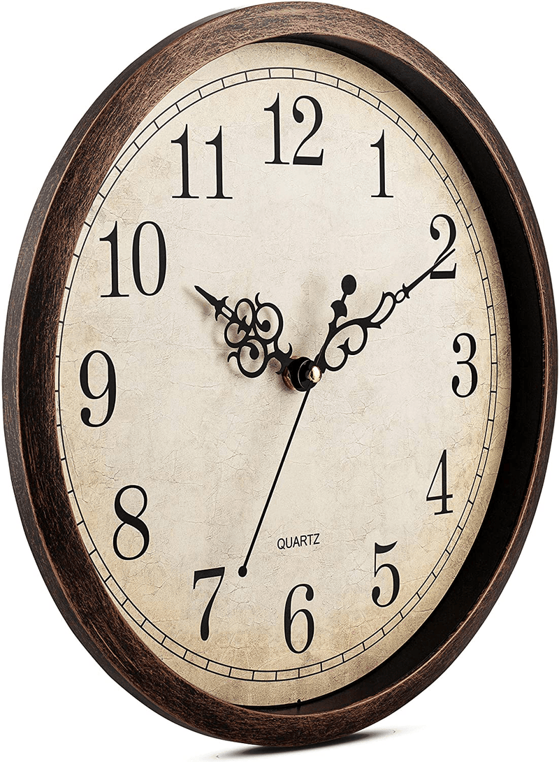 Bernhard Products Vintage Brown Wall Clock Silent Non Ticking 12 Inch Quality Quartz Battery Operated Round Decorative Easy to Read for Home Kitchen Living/Dining Room Bedroom Office Classroom School Home & Garden > Decor > Clocks > Wall Clocks Bernhard Products   
