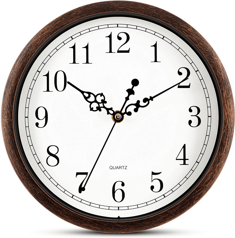 Bernhard Products Vintage Brown Wall Clock Silent Non Ticking 12 Inch Quality Quartz Battery Operated Round Decorative Easy to Read for Home Kitchen Living/Dining Room Bedroom Office Classroom School Home & Garden > Decor > Clocks > Wall Clocks Bernhard Products 10 Inch  