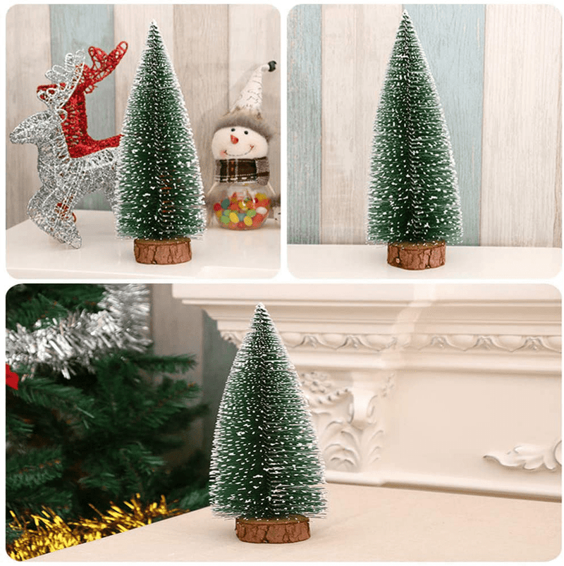 BerniceKelly 5 Pcs Mini Cedar Christmas Tree, Bottle Brush Tree Small Artificial Trees Tabletop Trees with Wooden Bases and LED Fairy String Light for Christmas Party Home Decoration Colored Lights Home & Garden > Decor > Seasonal & Holiday Decorations > Christmas Tree Stands BerniceKelly   