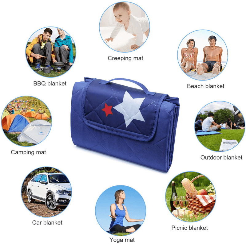Bertte Outdoor Blanket Large Beach Camping Picnic Blanket Oversized Hiking Park Waterproof Sand Free Handy Compact Mat Durable Foldable Machine Washable Rug for Travelling Home & Garden > Lawn & Garden > Outdoor Living > Outdoor Blankets > Picnic Blankets Bertte   