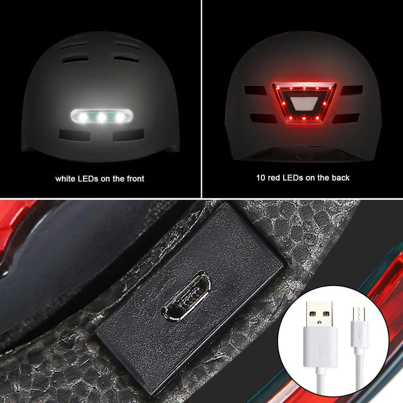 Besmall Adult Bicycle Helmet with Rechargeable USB Front & Back LED Light/Thick EPS Foam,Bike Helmet for Urban Commuter Men Women,Adjustable Lightweight Cycling Helmet with Bag Sporting Goods > Outdoor Recreation > Cycling > Cycling Apparel & Accessories > Bicycle Helmets Besmall   