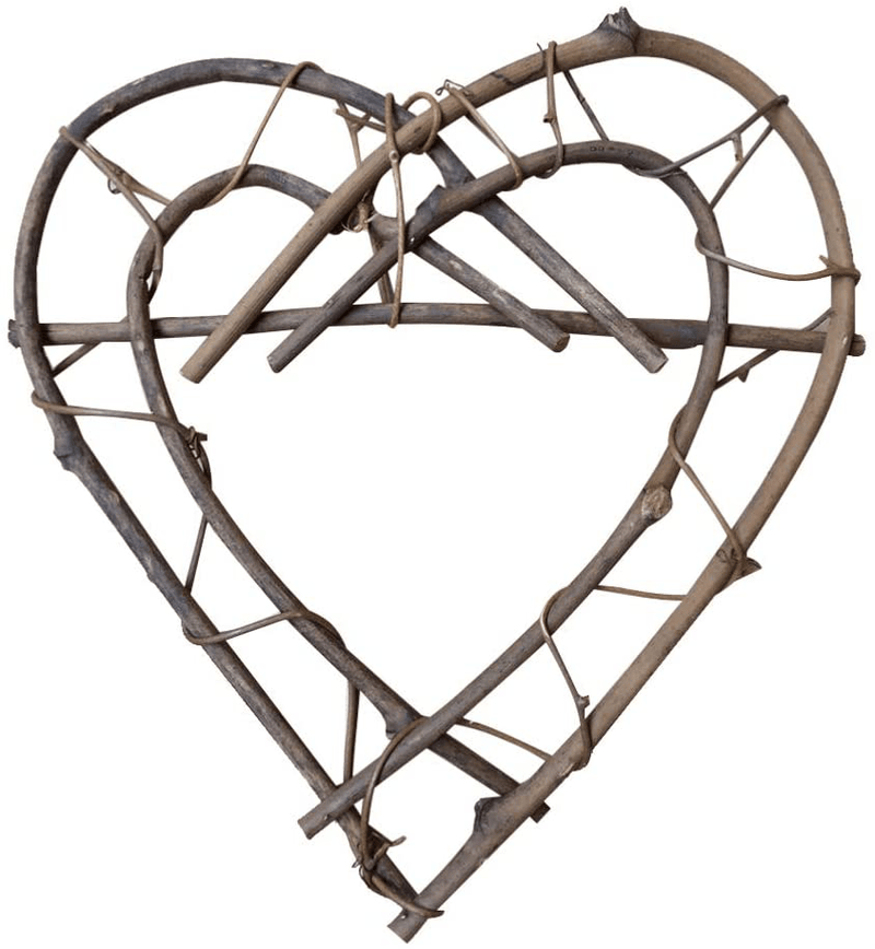 BESPORTBLE 26Cm Diameter DIY Crafts Natural Grapevine Heart Wreaths Rattan Double Heart Wreaths Rustic Wicker Wall Decor for Wedding Valentines Day Rustic Vintage Props Home & Garden > Decor > Seasonal & Holiday Decorations BESPORTBLE   