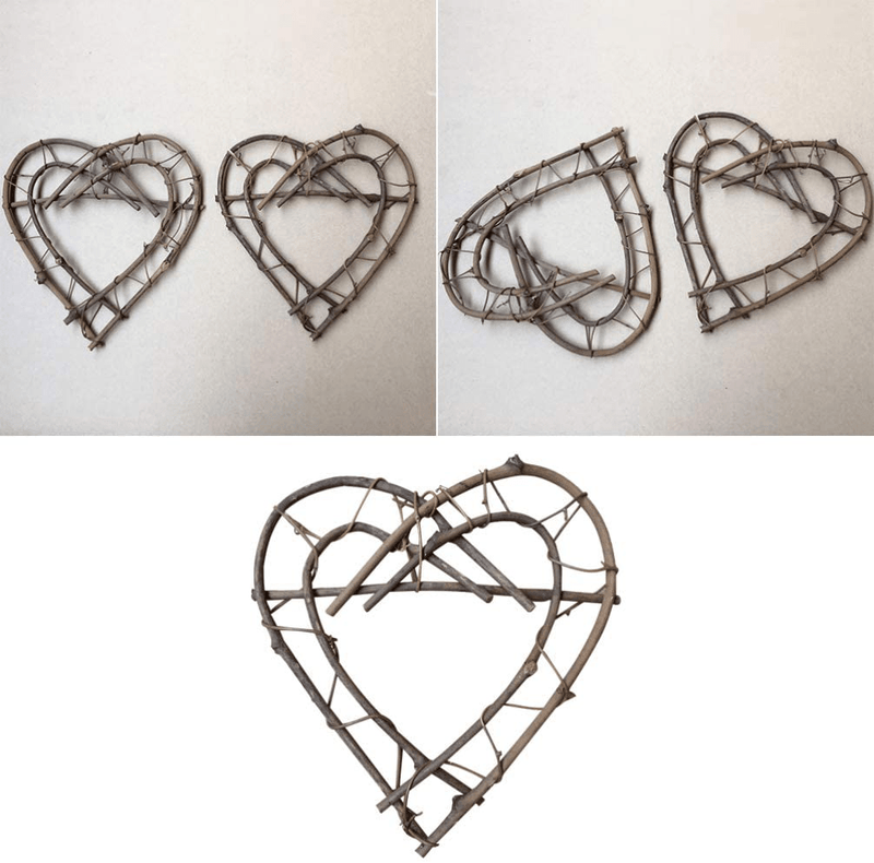 BESPORTBLE 26Cm Diameter DIY Crafts Natural Grapevine Heart Wreaths Rattan Double Heart Wreaths Rustic Wicker Wall Decor for Wedding Valentines Day Rustic Vintage Props Home & Garden > Decor > Seasonal & Holiday Decorations BESPORTBLE   